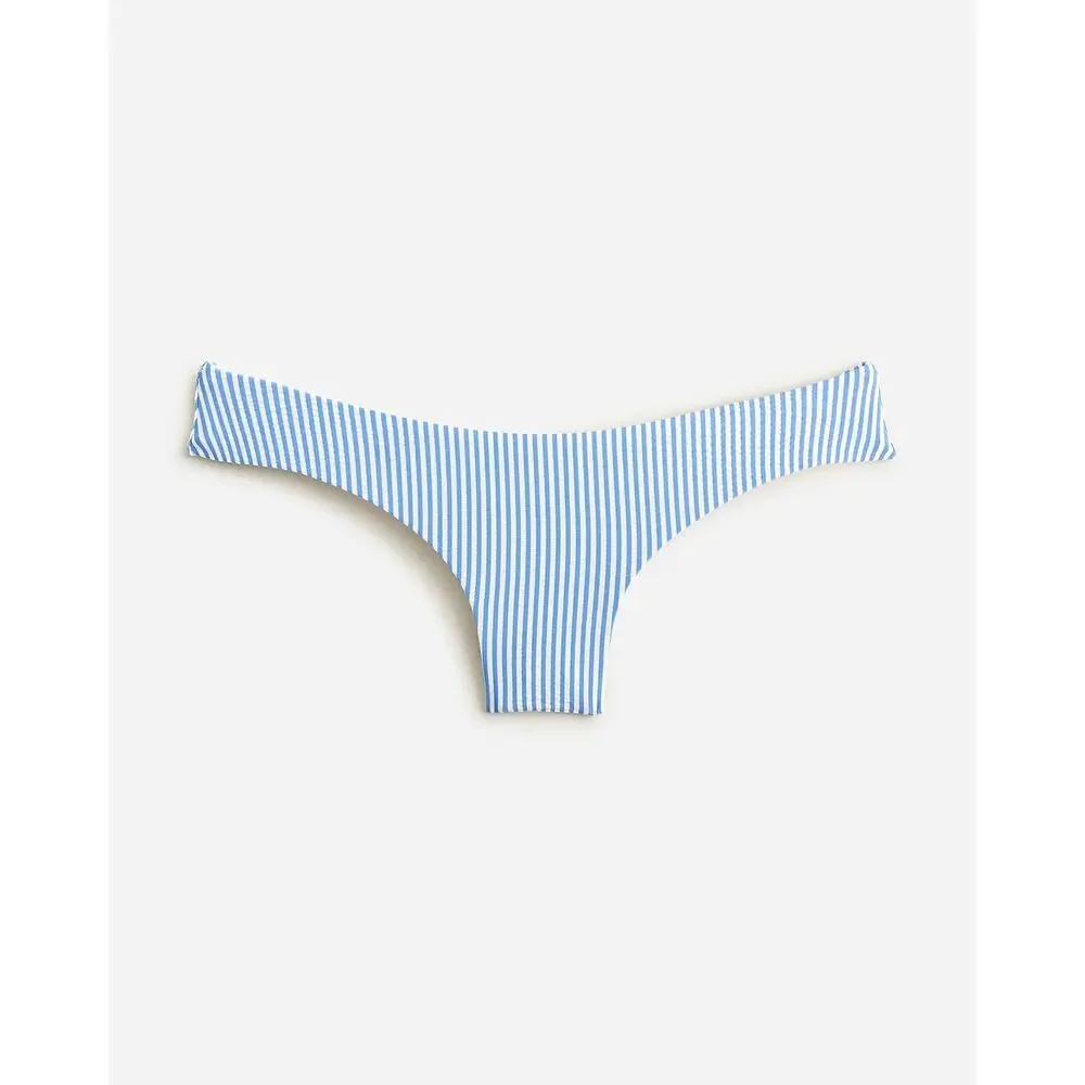 New J. Crew Seersucker Striped Hipster Bikini Swim Bathing Suit Bottom Medium